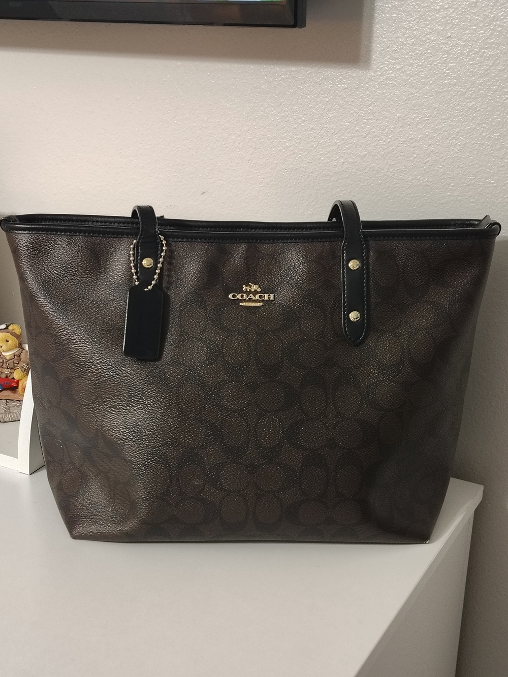 Coach signature city zip brown Monogram Tote Bag